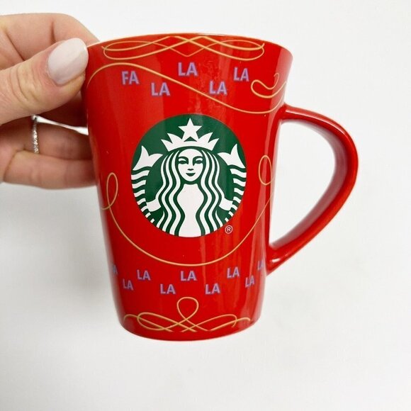 Starbucks 2020 Christmas FaLaLaLaLa Song Red Coffee Tea Mug Cup 10 oz - Picture 6 of 11